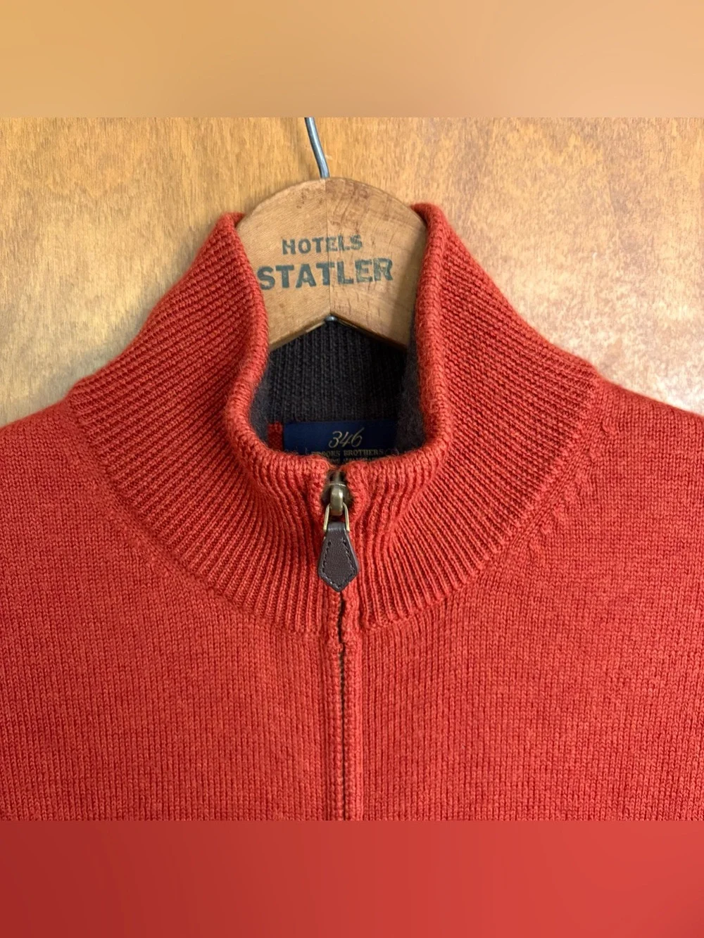 Brooks Brothers Red 100% Italian Merino Wool Funnel Neck Zip Up Sweater Vest